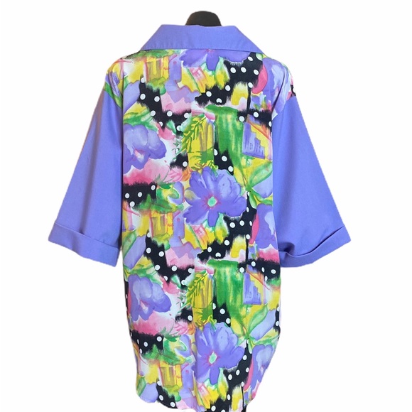 Vintage Purple Floral Print Polka Dot Button Up - Picture 10 of 16